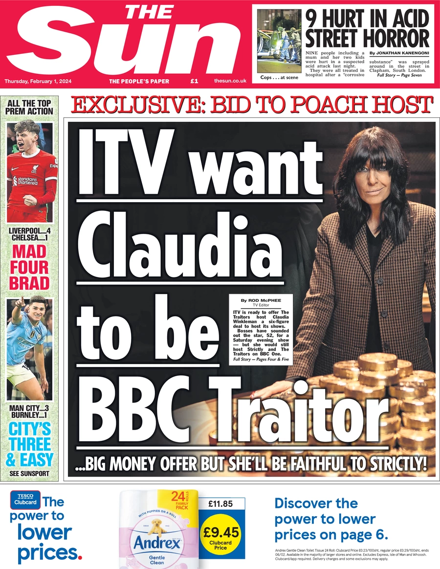 The Sun - ITV want Claudia to be BBC Traitor 