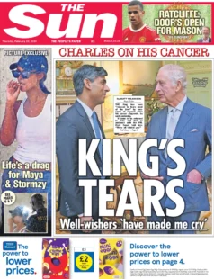 The Sun – Charles on his cancer: King’s tears 
