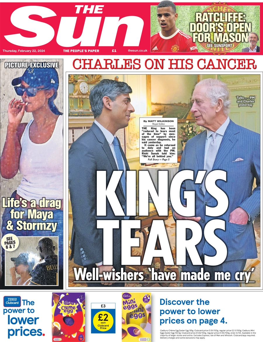 The Sun - Charles on his cancer: King’s tears