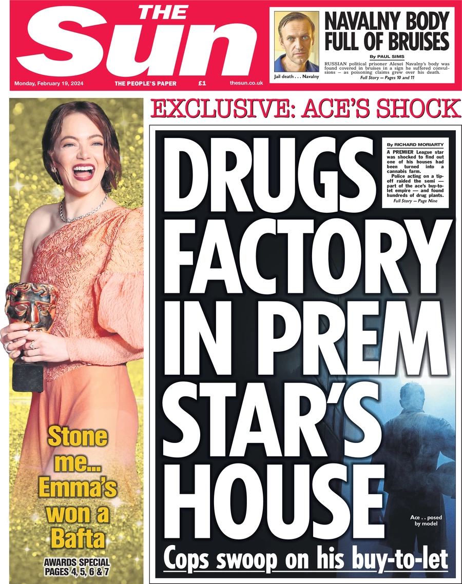 The Sun - ‘Drugs factory in Prem star’s house’