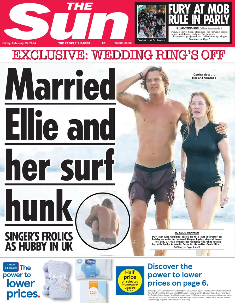 The Sun - Married Ellie and her surf hunk