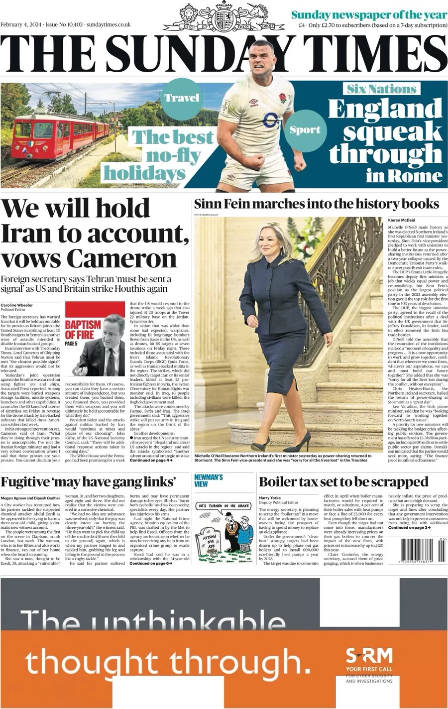 The Sunday Times – We will hold Iran to account, vows Cameron