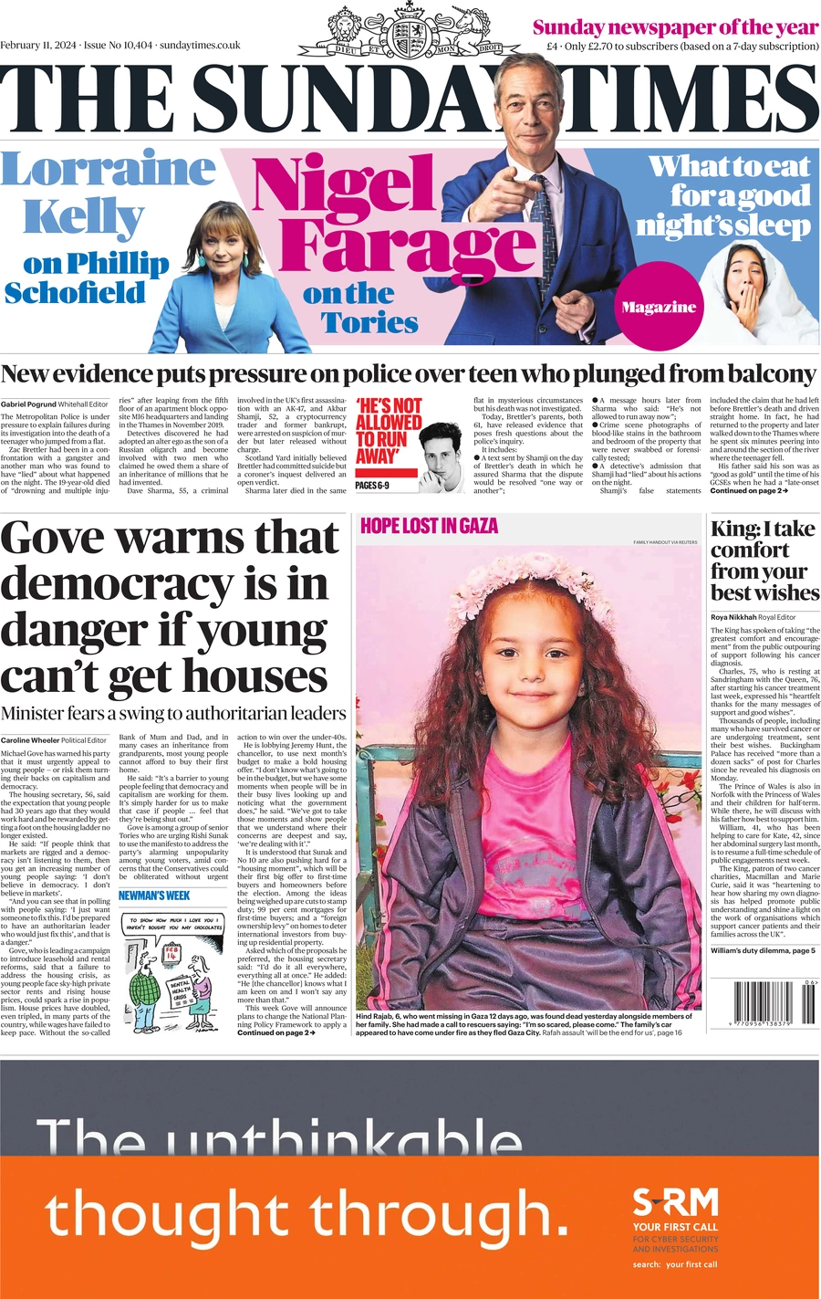 The Sunday Times – Gove warns that democracy is in danger if young can’t get houses