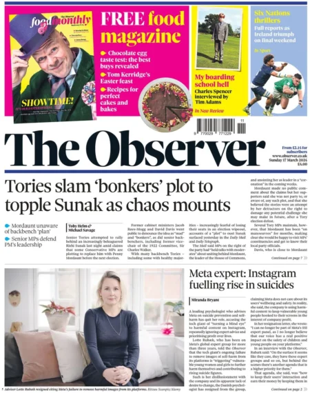 The Observer - Tories slam bonkers plot to topple Sunak as chaos mount