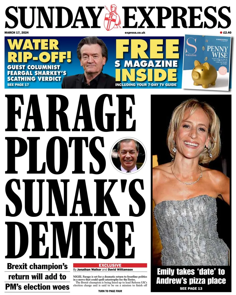 Sunday Express - Farage plots Sunak’s demise