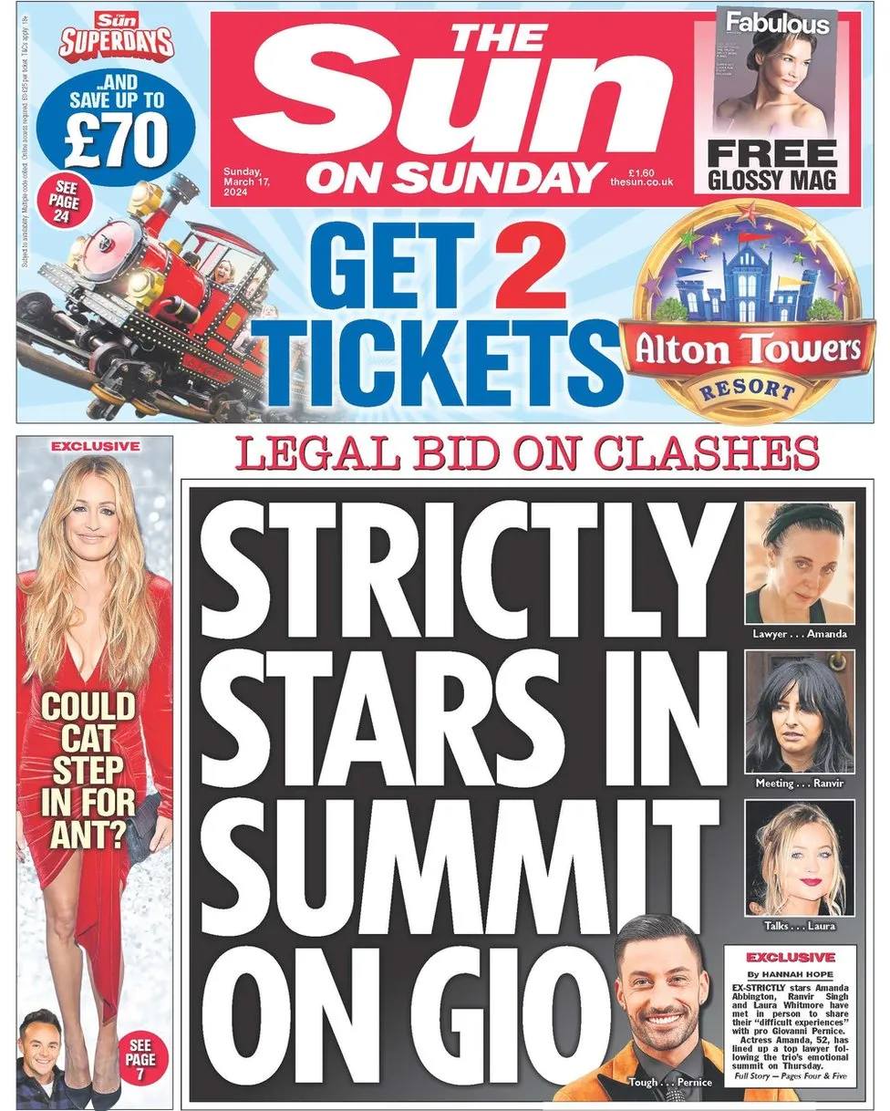 The Sun on Sunday - Strictly stars in summit on Gio