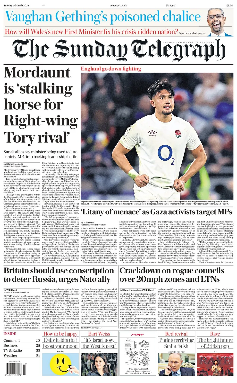 The Sunday Telegraph - Mordaunt is ‘stalking horse for right-wing Tory rival’
