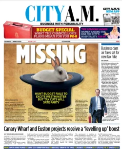 City AM – Missing: Hunt Budget fails to excite Westminster 