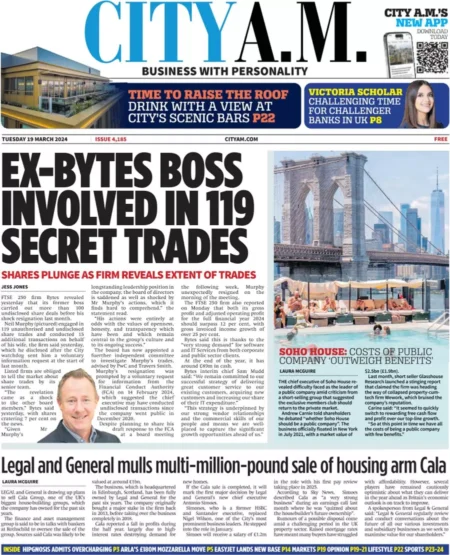 City AM – Ex-Bytes boss involved in 119 secret trade 