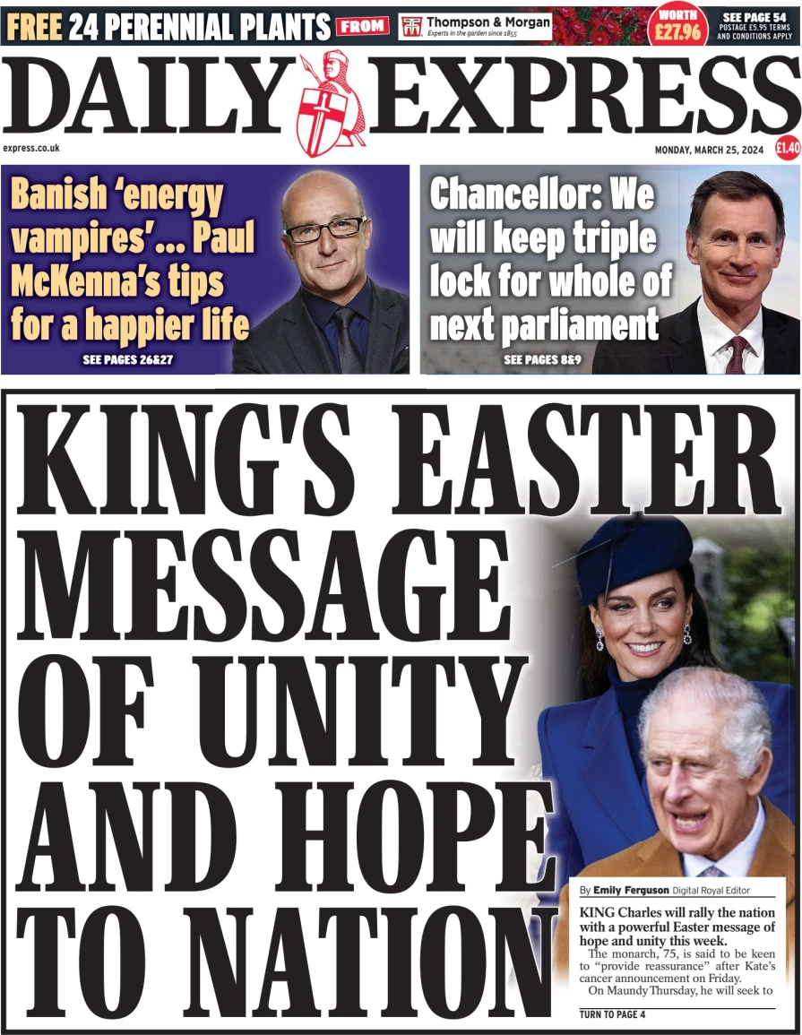 Daily Express - King’s Easter message of unity and hope to nation 