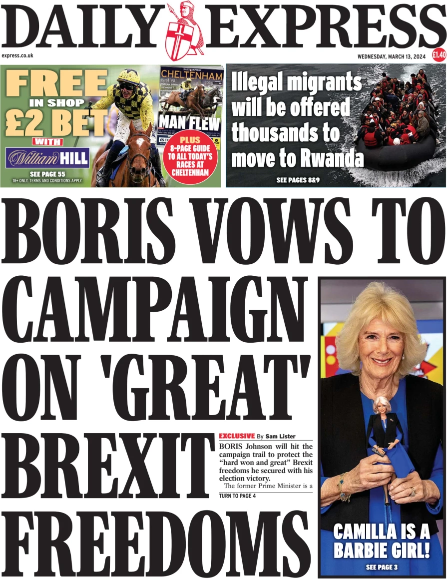 Daily Express - Boris vows to campaign on great Brexit freedoms