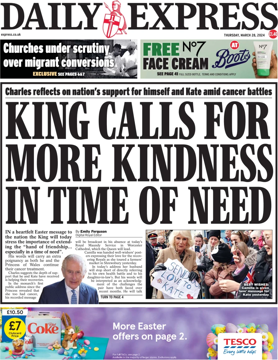 Daily Express - King calls for more kindness in time of need 