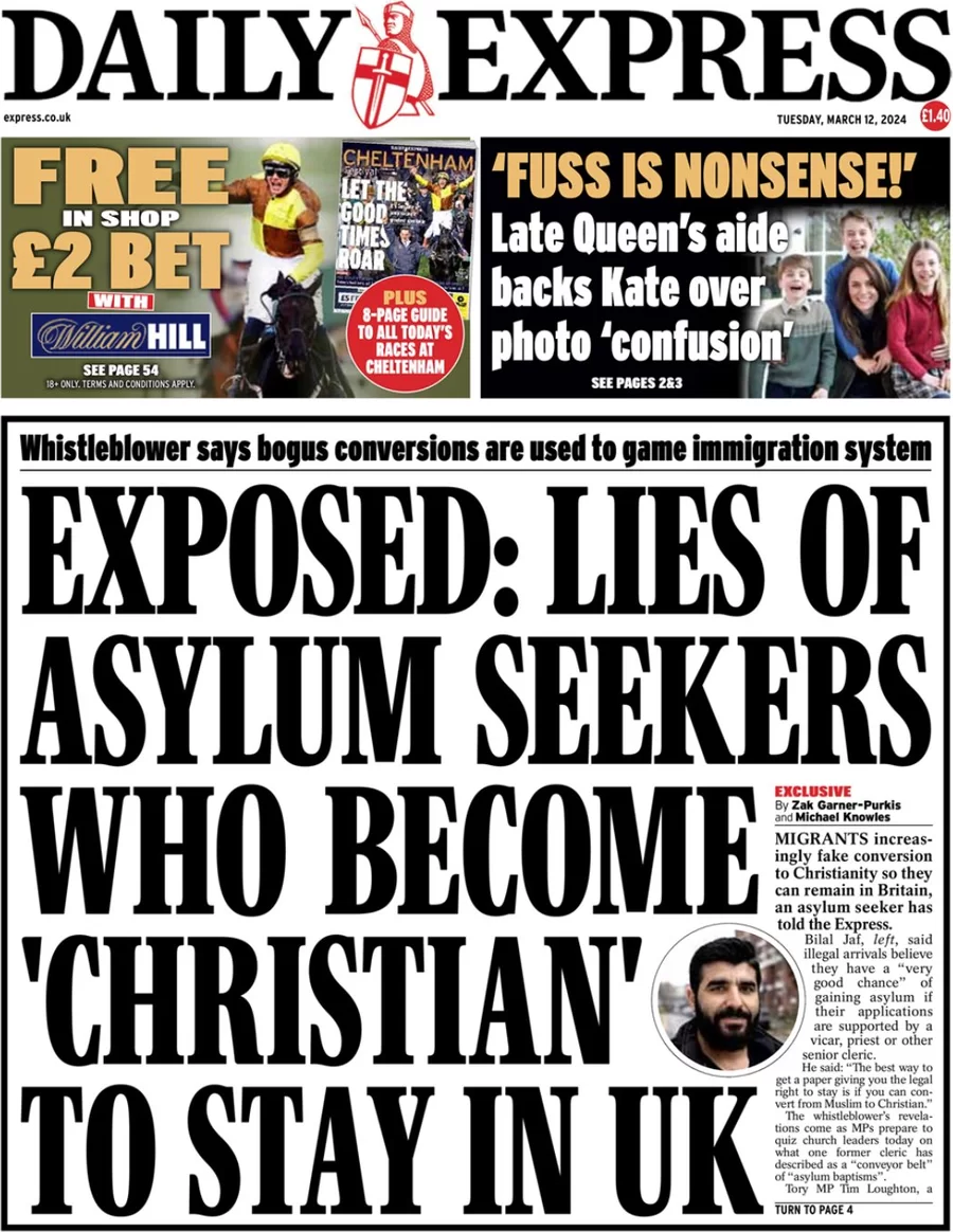 Daily Express - Exposed: Lies of asylum seekers who become Christians to stay in the UK 