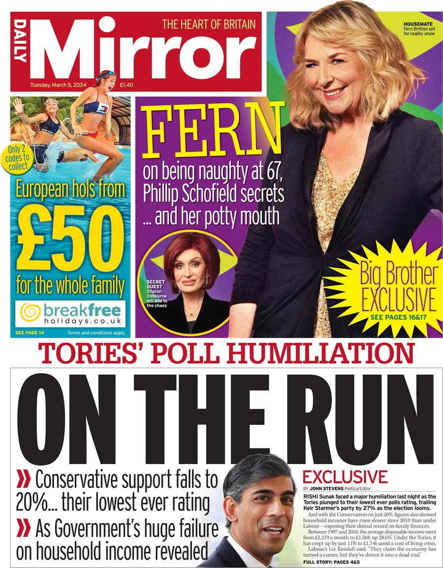 Daily Mirror - Tories poll humiliation: On the run 