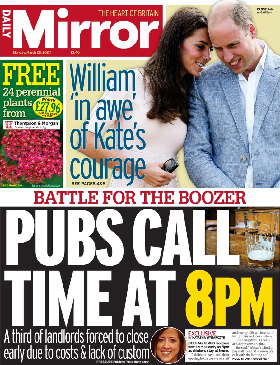 Daily Mirror - Pubs call time at 8pm