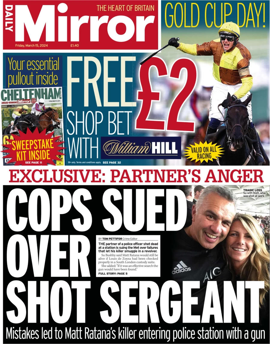 Daily Mirror - Exclusive: Partner’s anger: Cops sued over shot sergeant