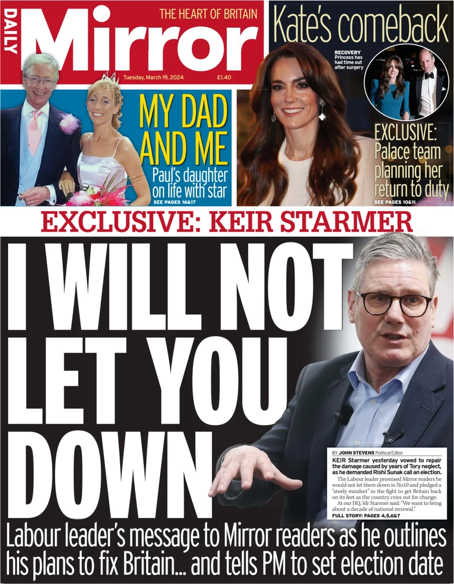 Daily Mirror - Exclusive Keir Starmer: I will not let you down 