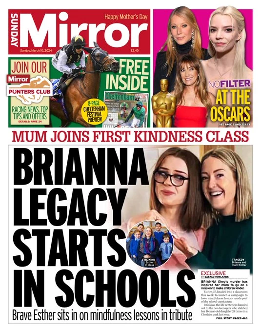 Sunday Mirror – Brianna legacy starts in schools