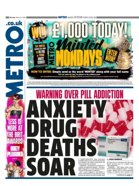 Metro – Anxiety drug deaths soar 