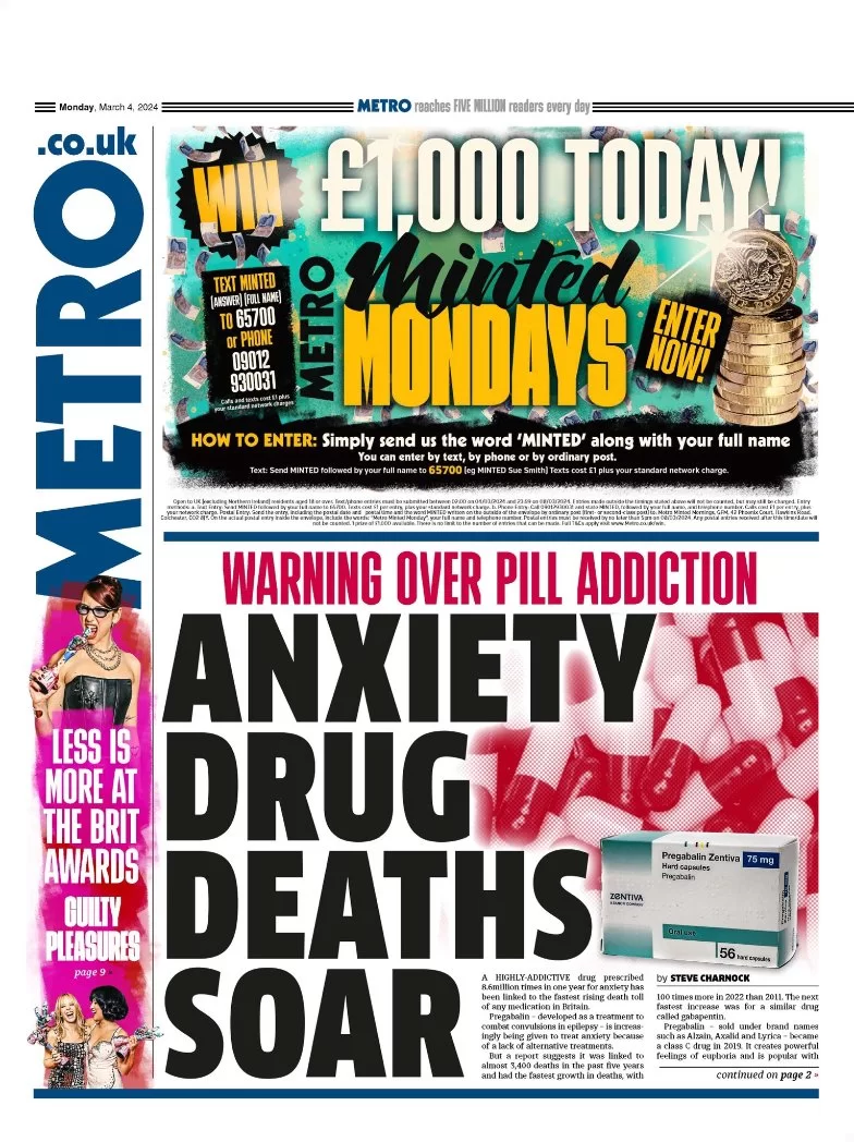 Metro - Anxiety drug deaths soar