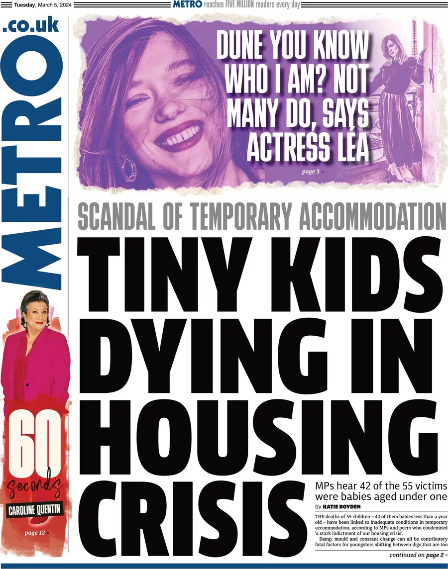Metro - Tiny kids dying in housing crisis 