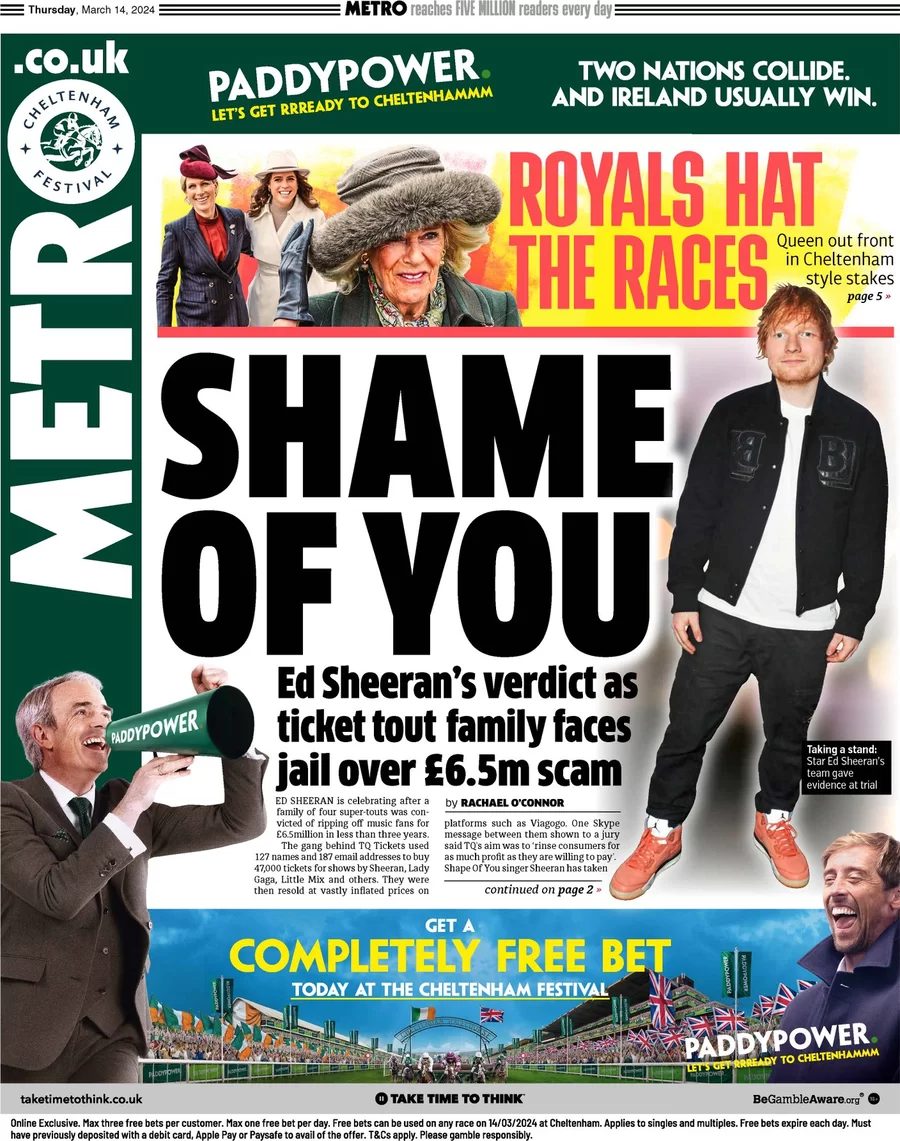 Metro - Ed Sheeran ticket touts: Shame on you 