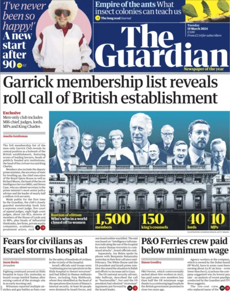 The Guardian - Garrick membership list reveals roll call of British establishment 