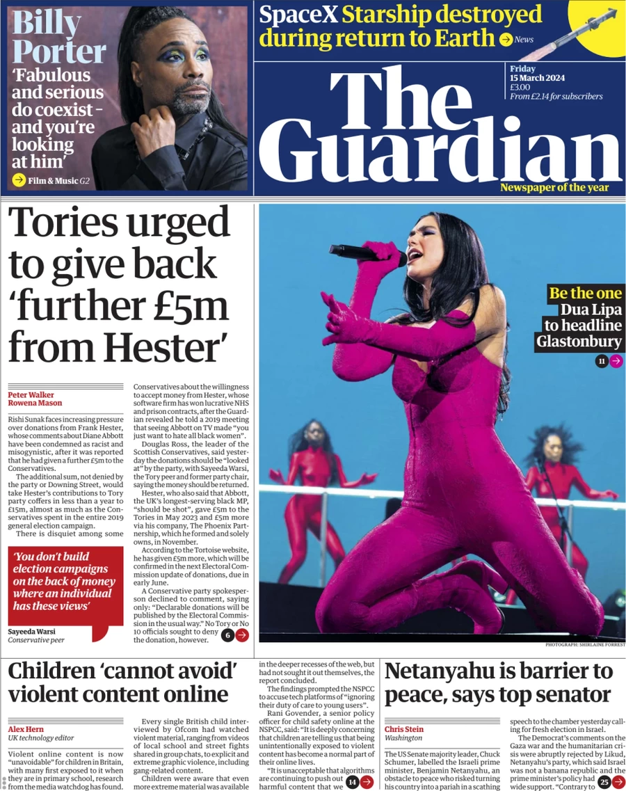 The Guardian - Tories urged to give back further £5m from Hester 