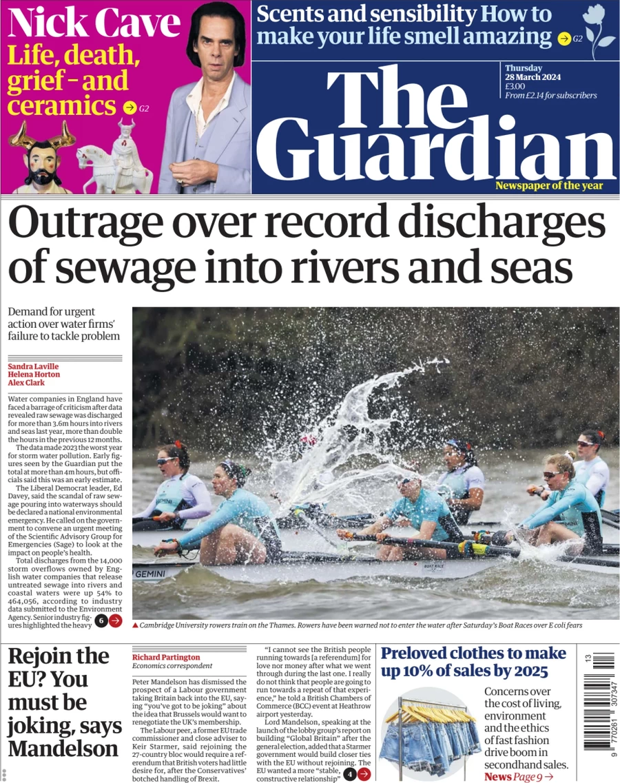 The Guardian - Outrage over record discharges of sewage into rivers and seas 