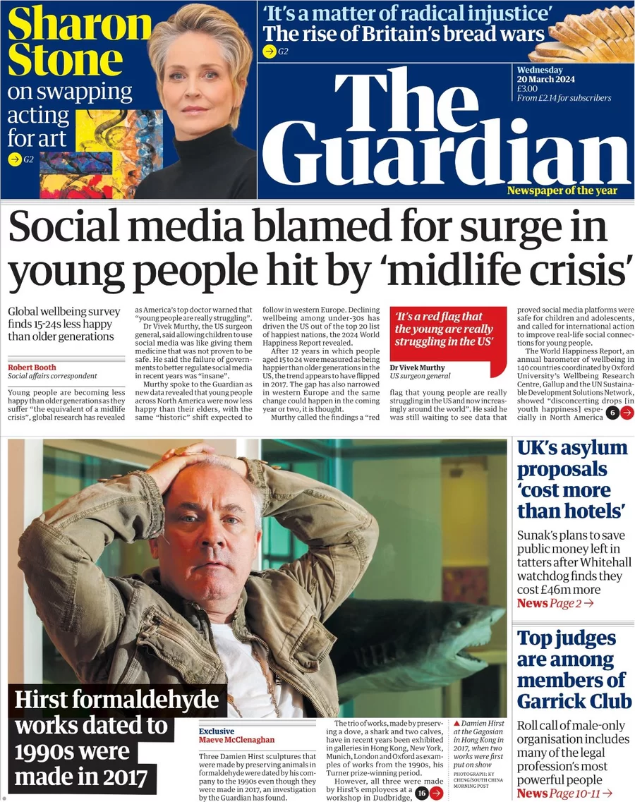 The Guardian - Social media blamed for surge in young people hit by midlife crisis 