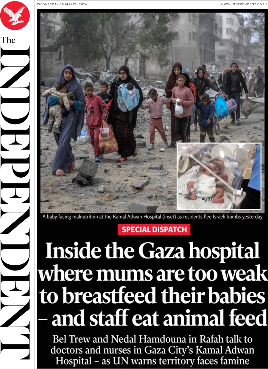 The Independent - Inside the Gaza hospital where mums are too weak to breastfeed their babies - and staff eat animal feed 