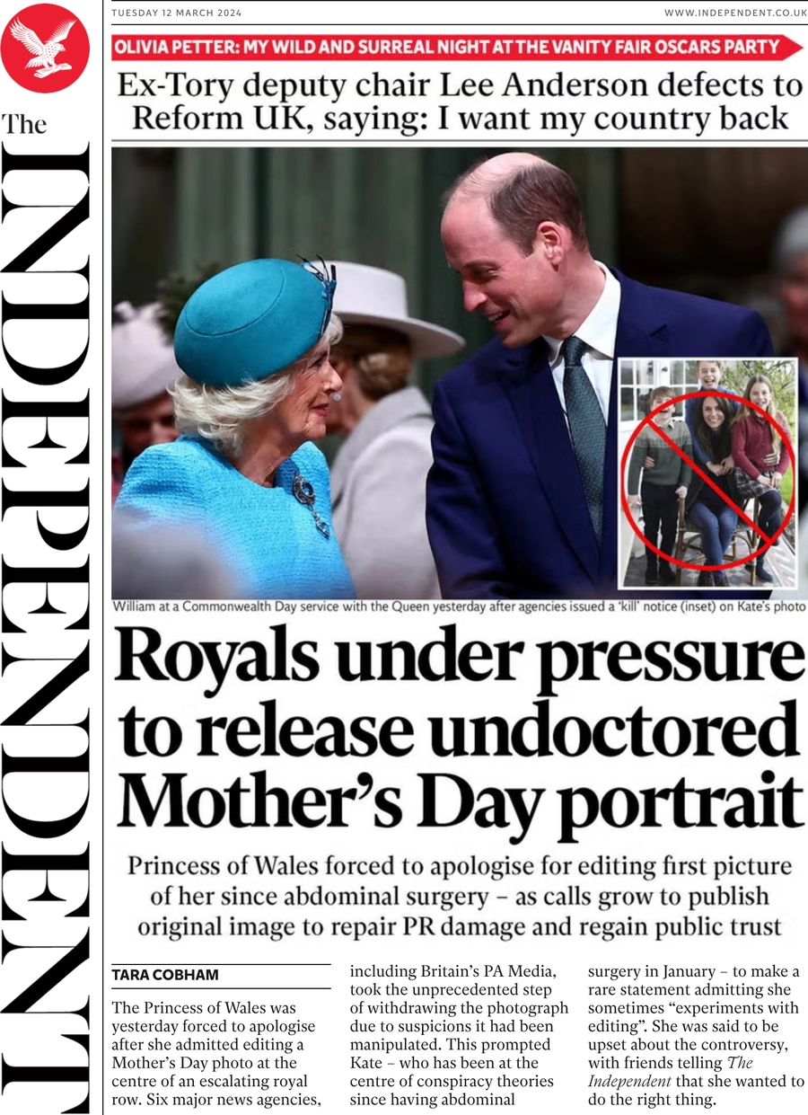 The Independent - Royals under pressure to release undoctored Mother’s Day portrait