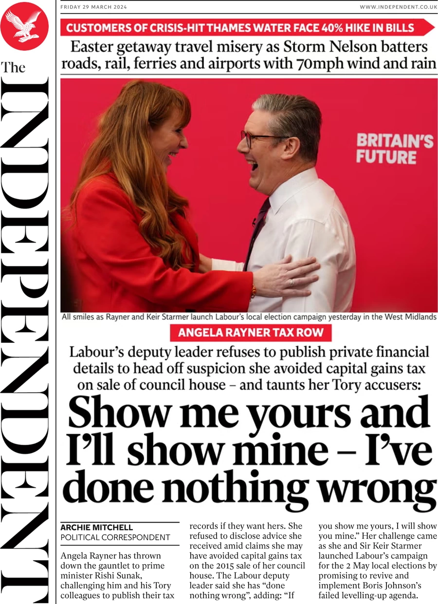The Independent - Angela Rayner tax row: Show me yours and I’ll show you mine 