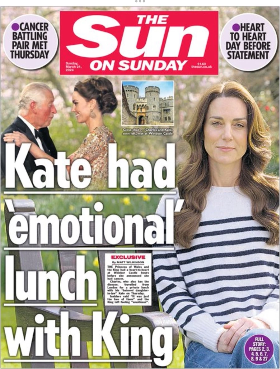 The Sun on Sunday - Kate had 'emotional' lunch with King