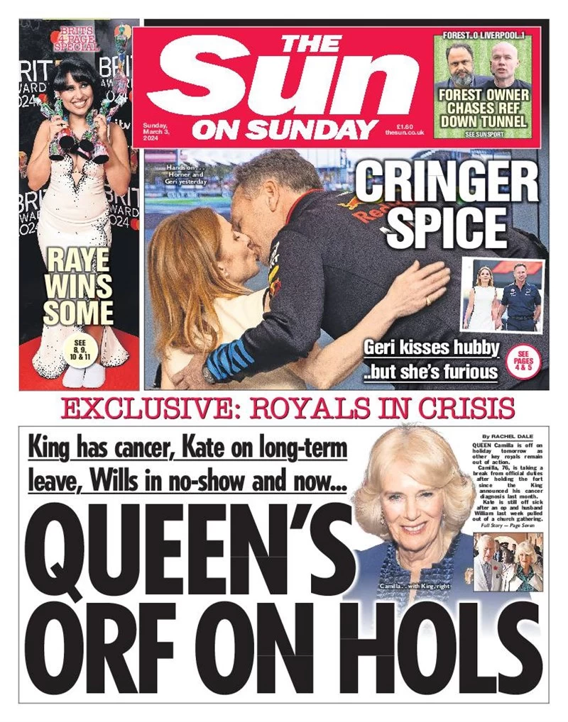 The Sun on Sunday - Royals in crisis: Queen’s orf on holiday