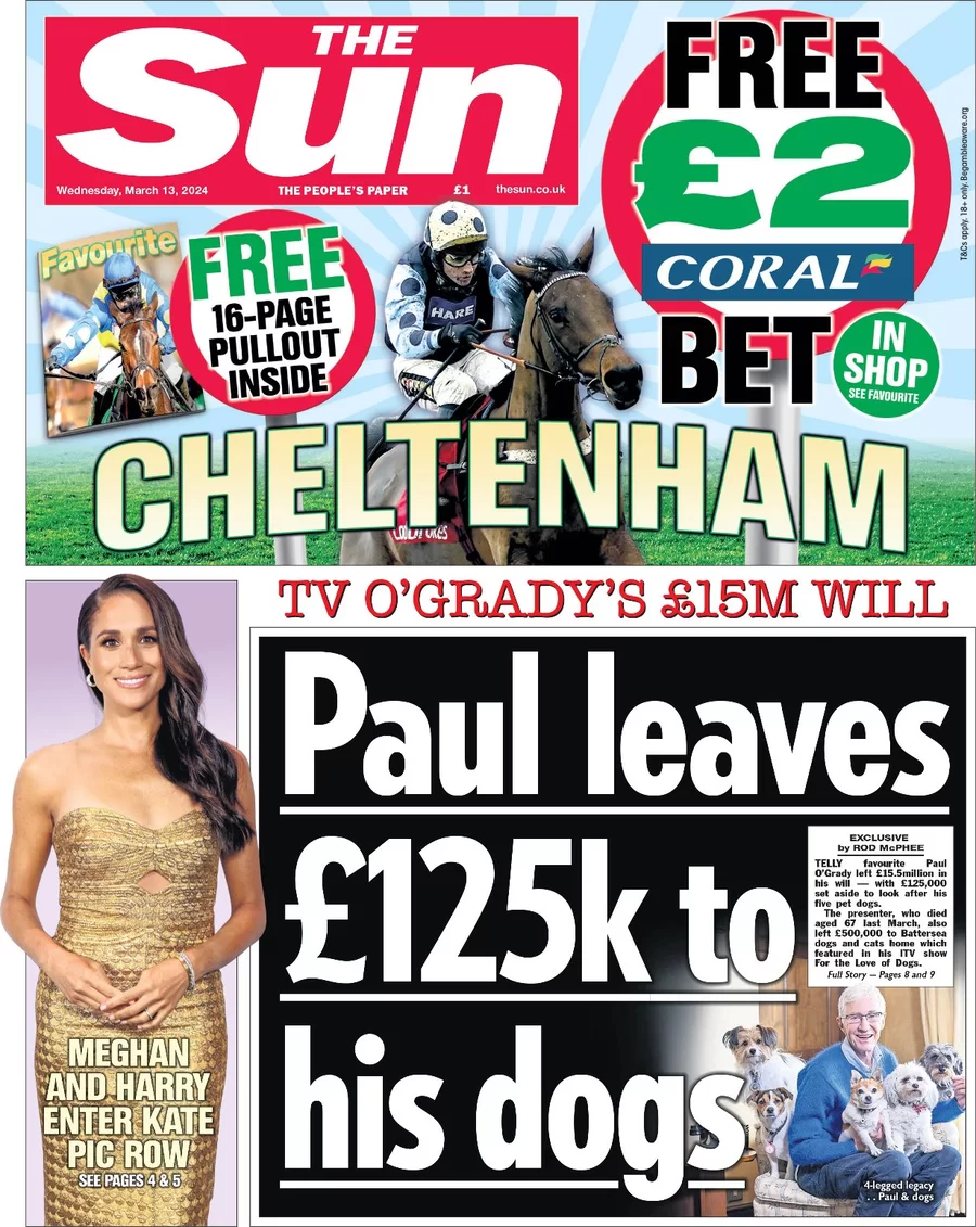 The Sun - Paul leaves £125k to his dogs