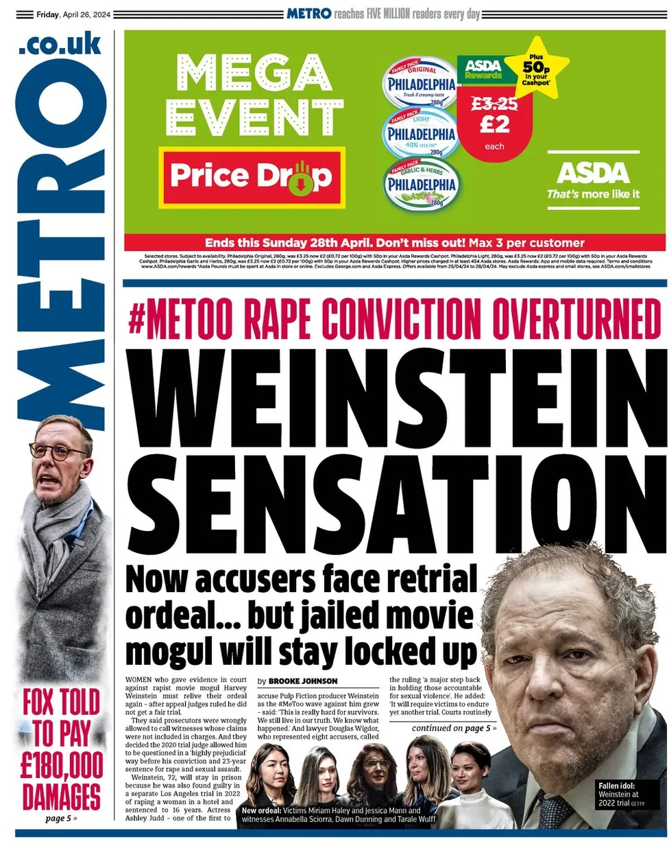 Metro - Weinstein sensation: rape conviction overturned 