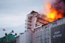 Copenhagen’s historic stock exchange in flames