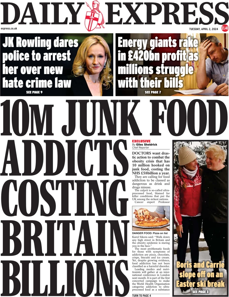 Daily Express - 10m junk food addicts costing Britain billions 