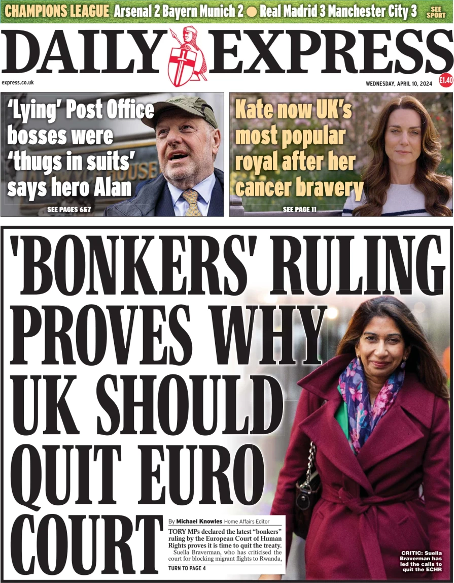 Daily Express - ‘Bonkers ruling proves why UK should quit Euro court’ 