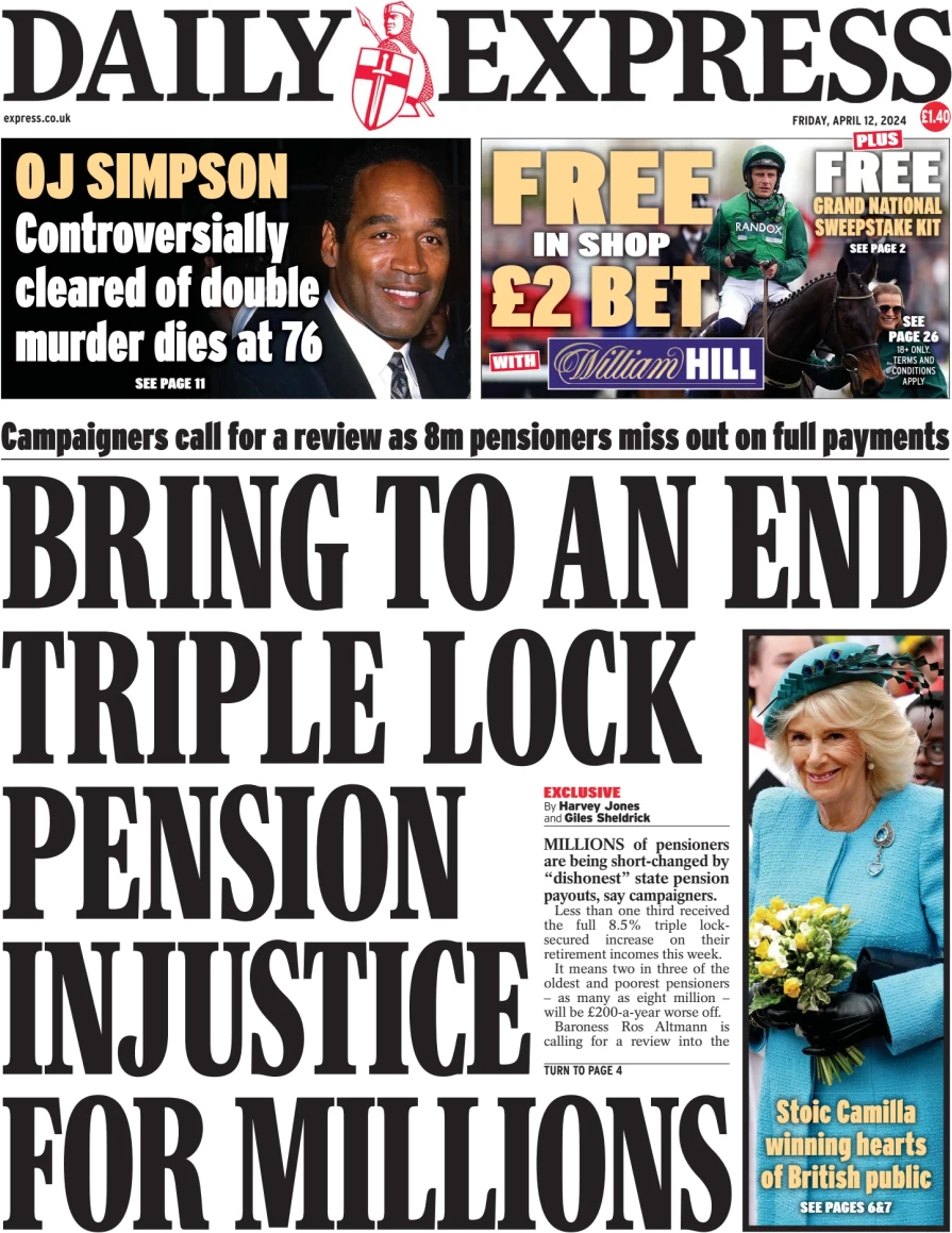 Daily Express - Bring to an end triple-lock pension injustice for millions 