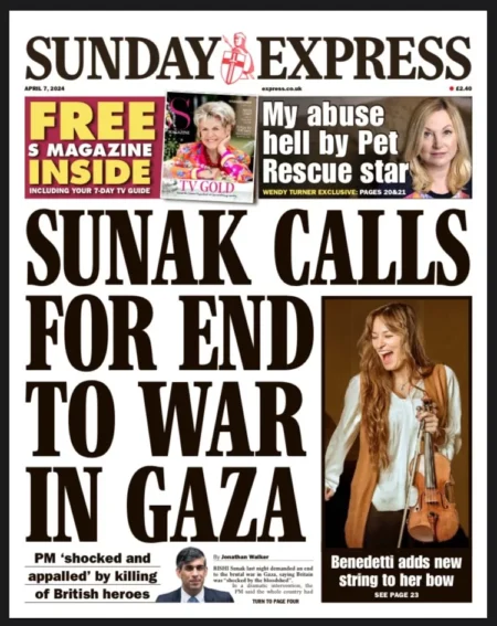 Sunday Express - Sunak calls for end to war in Gaza