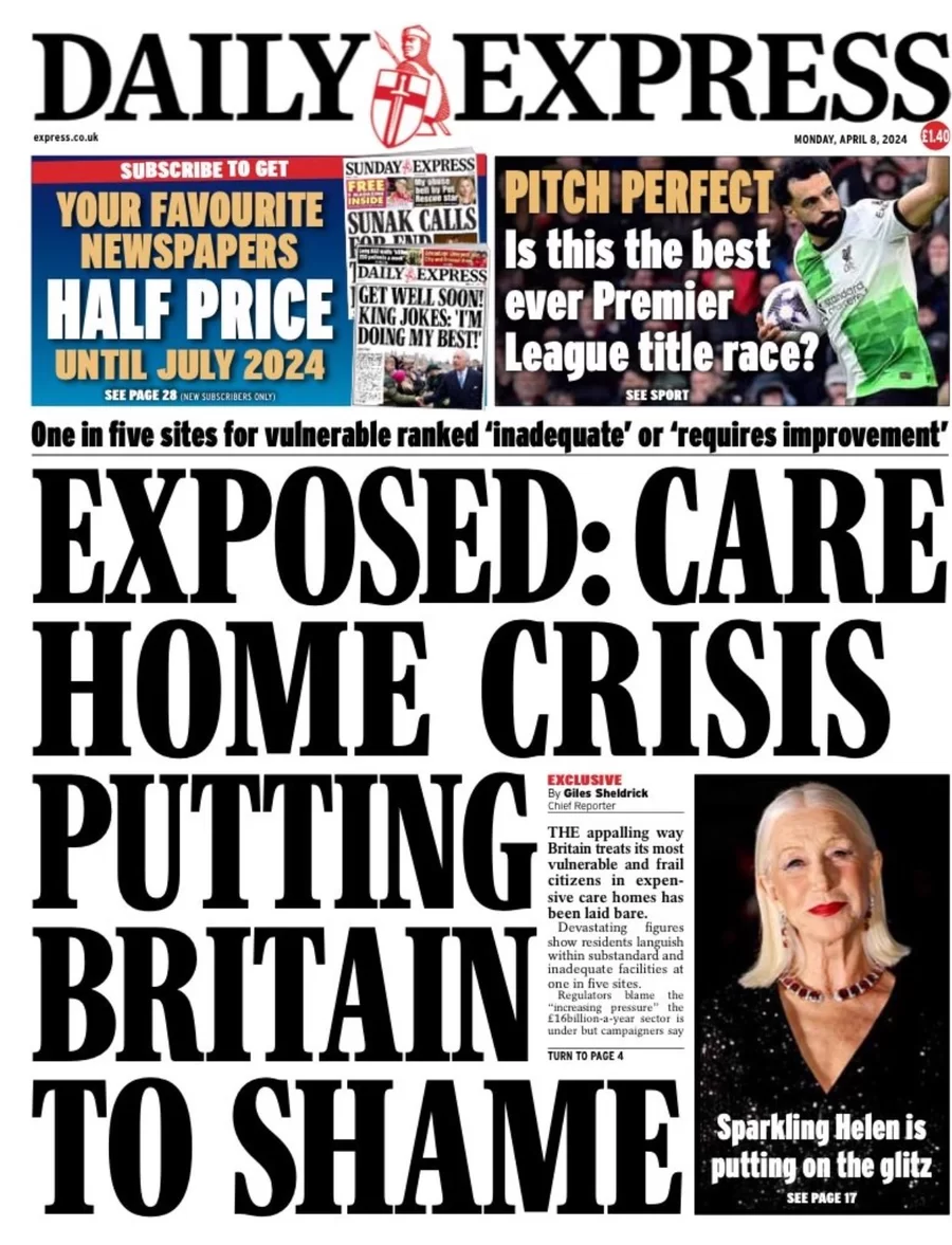 Daily Express - Care home crisis putting Britain to shame