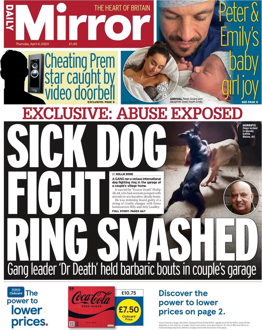 Daily Mirror - Sick dog fight ring smashed 