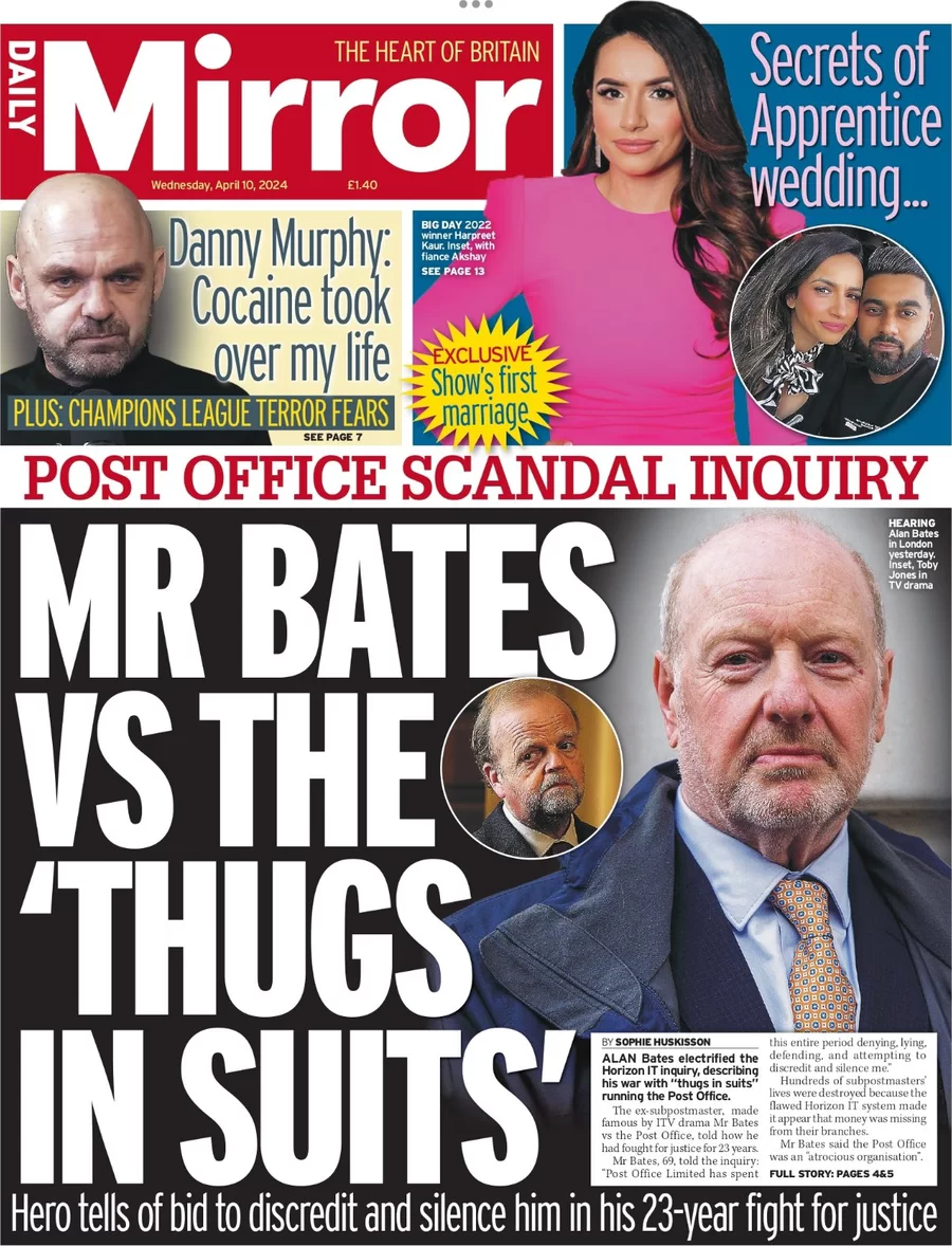 Daily Mirror - ‘Mr Bates vs the thugs in suits’