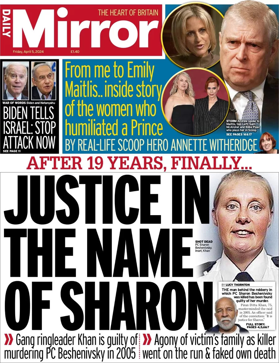 Daily Mirror - Justice in the name of Sharon