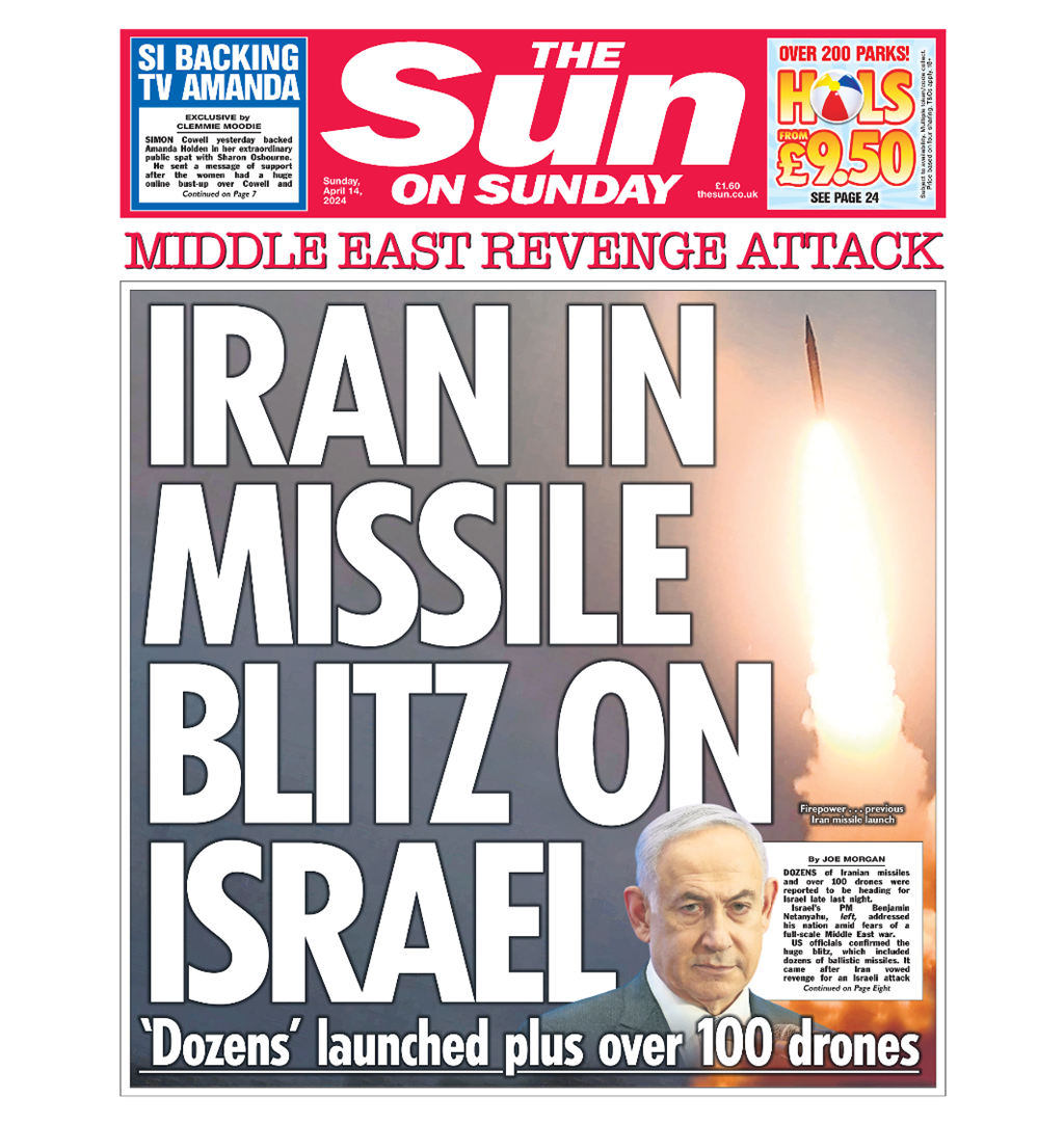 The Sun On Sunday - Iran in missile blitz on Israel