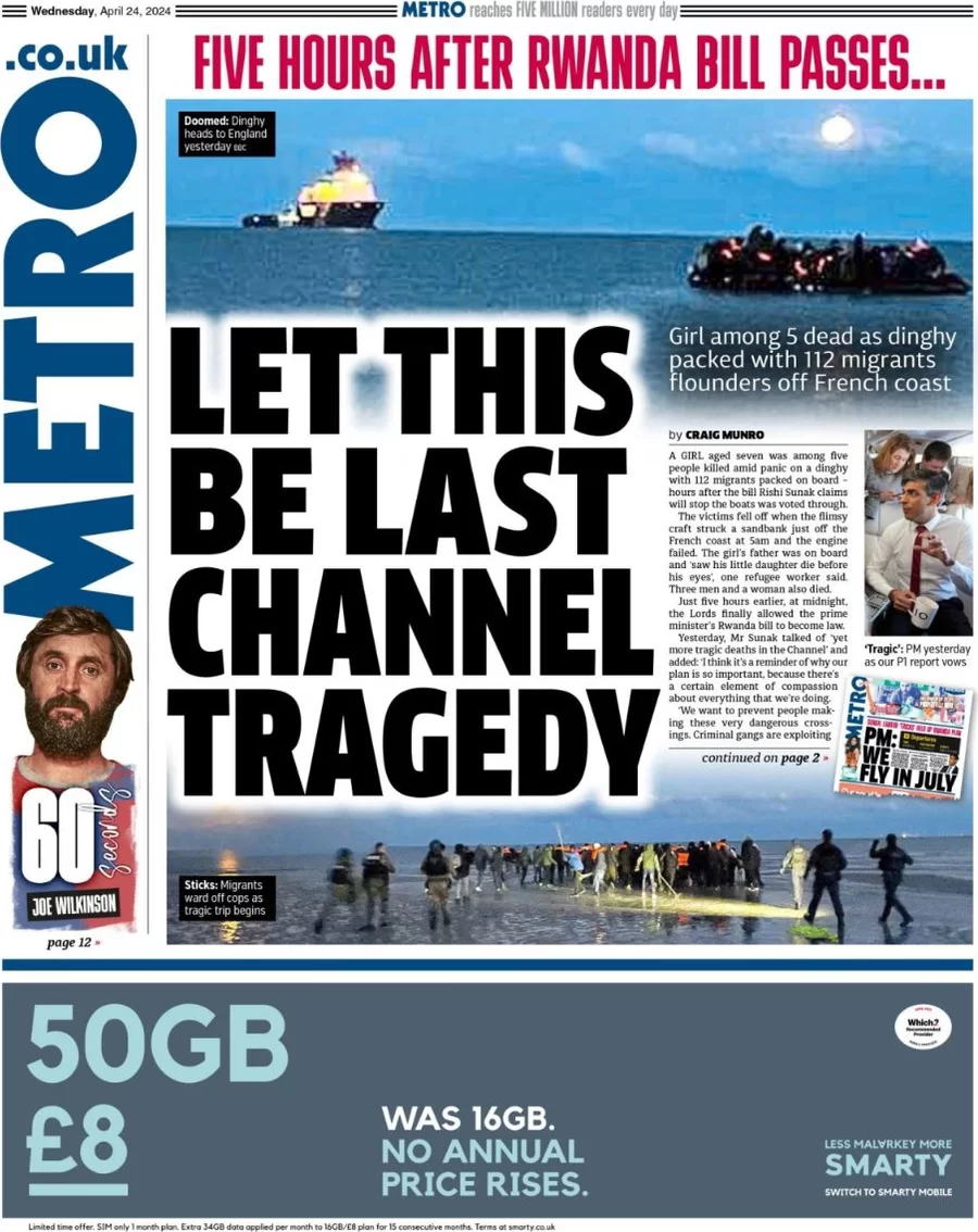 Metro - Let this be the last Channel tragedy 