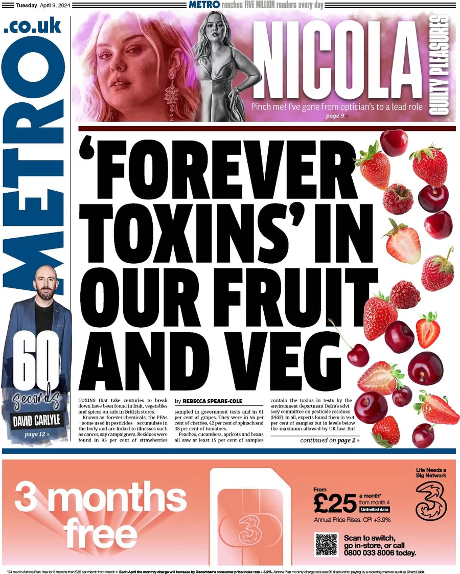 Metro - Forever toxins in our fruit and veg