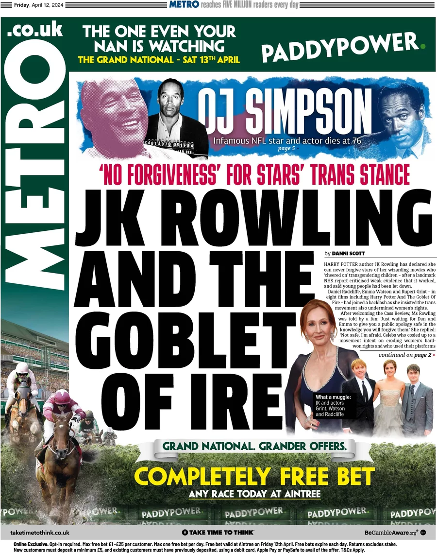 Metro - JK Rowling and the Goblet of Ire 